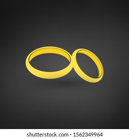 female and male gold wedding rings. Stock Vector illustration isolated on white background.