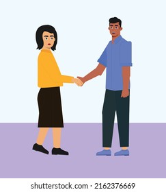 Female and male handshake. meeting  new people
