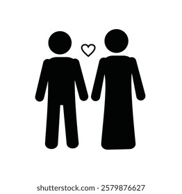 The female and male icons have a heart symbol in the middle, which can be used in campaigns for equality in relationships and for Valentine's Day celebrations