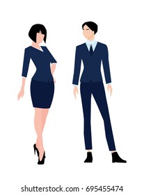 Female and male models in suit vector illustration
flat style man and woman standing in different poses