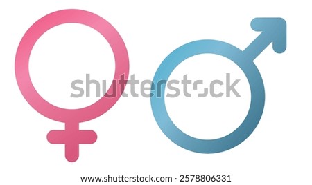 Female and Male Signs. Line Icon Vector. Gender Symbols. Pink and Blue Illustration.