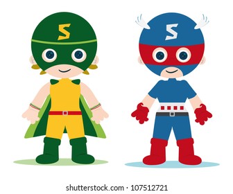 female and male superheroes kids character