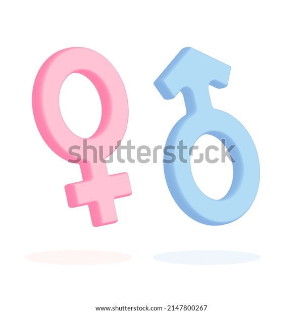 Female and Male symbol icons on white background.\
3d render vector. Gender symbols. Sexual symbols. Minimalist\
concept. Blue and pink signs of\
couple