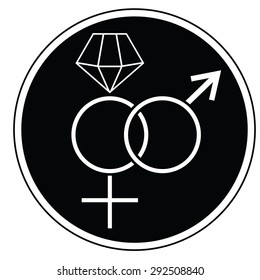 Female and male symbols engagement and wedding icon
