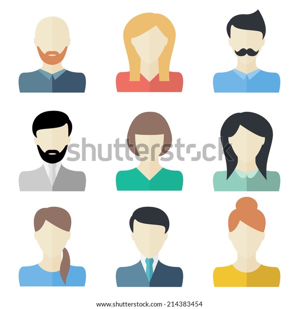 Female Male User Icons Set Woman Stock Vector (Royalty Free) 214383454