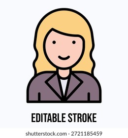 Gerente de negocios femenino Vector aislado Icono de estilo de color lineal Trazo editable