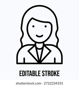 Mujer Gerente de Negocios Vector Aislado Estilo Lineal Icono Editable Stroke