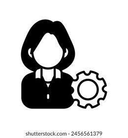 Female Manager icon in vector. Logotype
