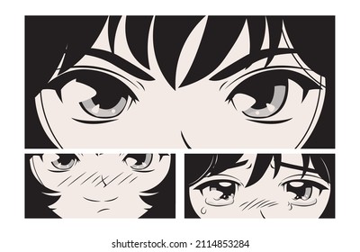 female manga eyes different emotions