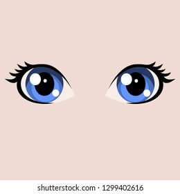 Female manga style blue eyes vector illustration