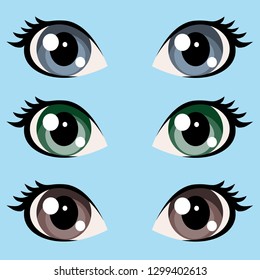 Female manga style eyes vector illustration