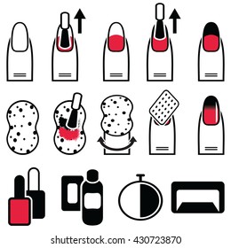 Female manicure  gel & hybrid horizontal  ombre style manicure decoration with use of the sponge  process under uv lamp in color
