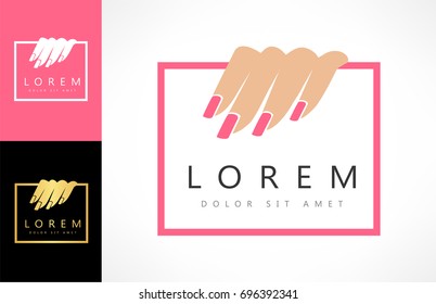 Female Manicure Logo. Fingers And Nails Symbol.