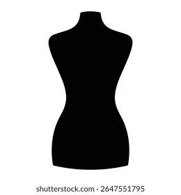 Ícone do vetor da silhueta do torso do manequim feminino. Forma de vestido para alfaiataria, design de moda, costura ou exposição. Ilustração isolada.