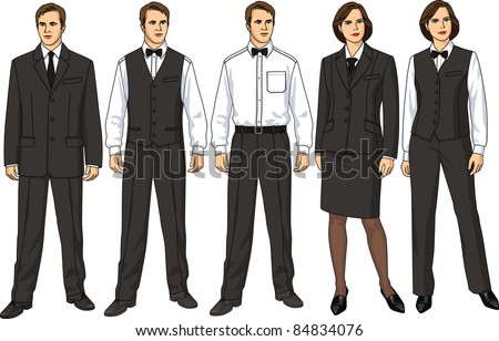 The female and man's form of clothes for waiters