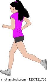female marathon runner illustration - vector