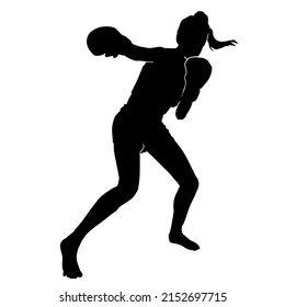 silueta de arte marcial femenina. kickboxing femenino.