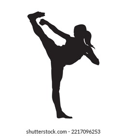 female martial arts fighter vector silhouette