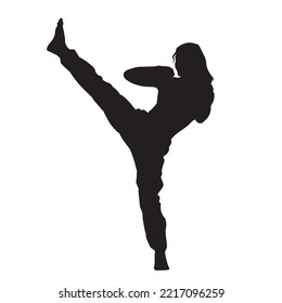 silueta vectorial de las artes marciales femeninas