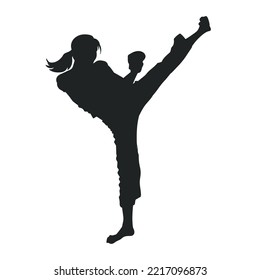 Female Martial Arts Fighter Vector Silhouette