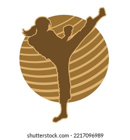 Female Martial Arts Fighter Vector Silhouette