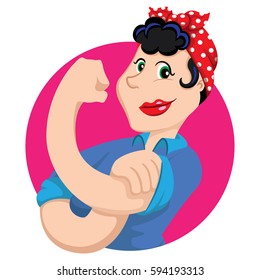Female mascot Rose Rethinker of awareness of the rights and strength of women. Ideal for educational and informational materials