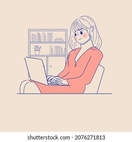 Female material working on a computer