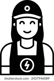 Female mechanic glyph and line vector illustration