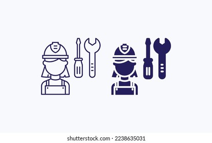 Female mechanic vector illustration icon