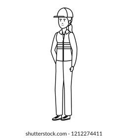 female mechanic worker with helmet