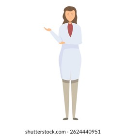 Female medical professional is gesturing with her hand as if explaining a concept
