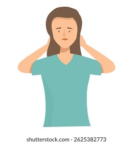 Female medical professional is holding her head with her hands, looking stressed