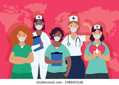 female medical professionals staff characters