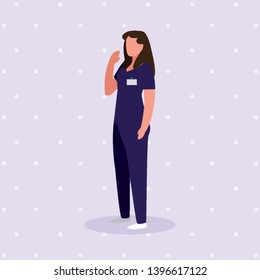 female medicine worker with uniform character vector illustration design