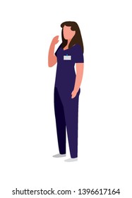 female medicine worker with uniform character vector illustration design