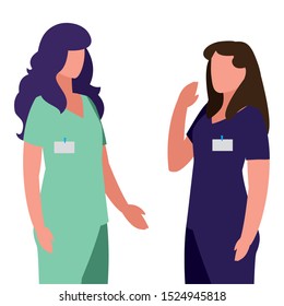female medicine worker with uniform and documents vector illustration design