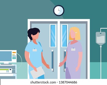 female medicine workers in operating theater