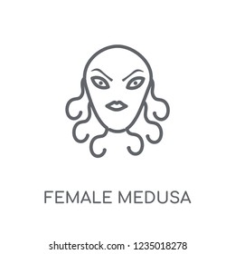 female Medusa linear icon. Modern outline female Medusa logo concept on white background from Fairy Tale collection. Suitable for use on web apps, mobile apps and print media.