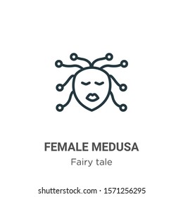Female medusa outline vector icon. Thin line black female medusa icon, flat vector simple element illustration from editable fairy tale concept isolated on white background