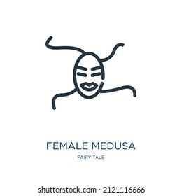 female medusa thin line icon. medusa, face linear icons from fairy tale concept isolated outline sign. Vector illustration symbol element for web design and apps.