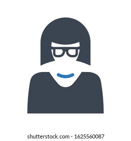 female member icon. vector graphics
