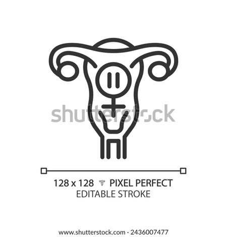 Female menopause linear icon. Physical health issue, medical condition. Feminine gynecology, ageing process. Thin line illustration. Contour symbol. Vector outline drawing. Editable stroke