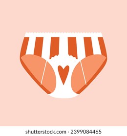 Female menstrual panties. Modern clip art with menstruation hygiene underwear. Love my periods. Flat vector illustrations.