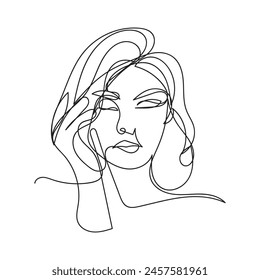 Female minimal design hand drawn one line style drawing, one line art continuous drawing 
