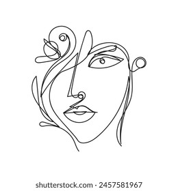 Female minimal design hand drawn one line style drawing, one line art continuous drawing 