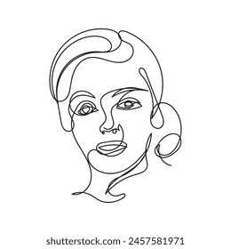 Female minimal design hand drawn one line style drawing, one line art continuous drawing 