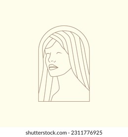 Female Minimal Face Logo, Hair Salon Logo, Beauty Logo, Earring Jewelry, Feminine Logo, Hair Stylist Branding