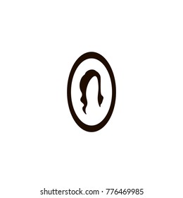 Female in a mirror icon. flat design