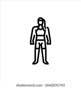 Female MMA fighter outline icon. Mixed martial arts fighter black line illustration.
