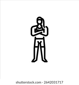 Female MMA fighter Pose outline icon. Mixed martial arts fighter black line illustration.